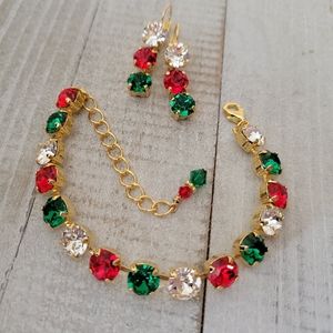 Austrian Crystal Tennis Bracelet and Earring Set